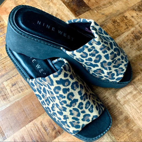 Nine West Shoes - Y2K Nine West Leopard Chunky Platform Slide Sandal